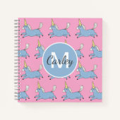 Cute Unicorn Pattern Pink Girly Personalised Notitieboek (Voorkant)