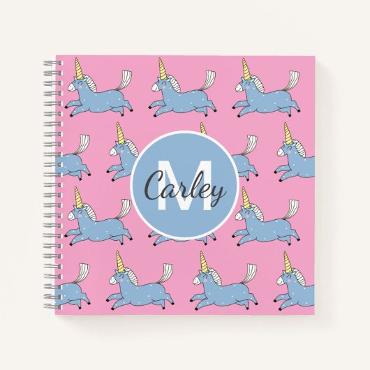 Cute Unicorn Pattern Pink Girly Personalised Notitieboek (Voorkant)