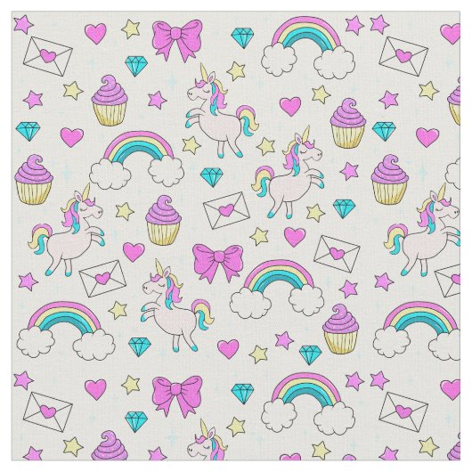 Cute Unicorn Pattern Stof (Close Up)