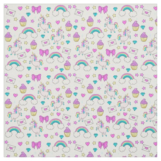 Cute Unicorn Pattern Stof (Swatch)