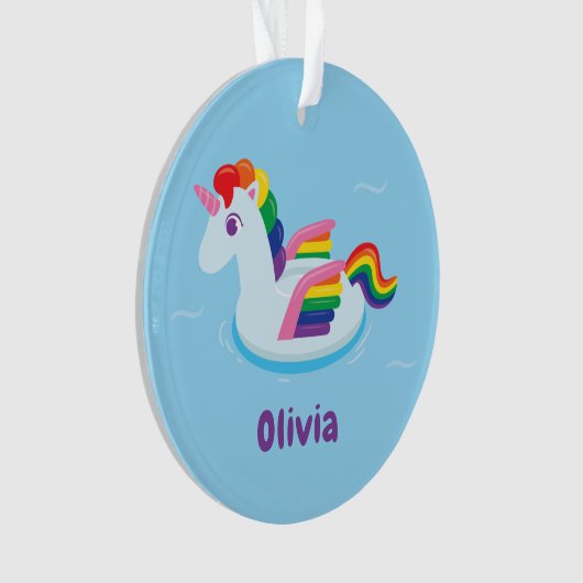 Cute Unicorn Pegasus Rainbow Pool Float Ornament (voorkant)