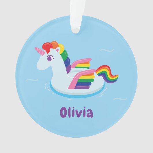 Cute Unicorn Pegasus Rainbow Pool Float Ornament (voorkant)