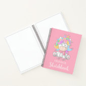 Cute Unicorn Personalised Kinder Sketchbook Notiti Notitieboek (Binnen)