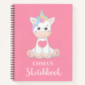Cute Unicorn Personalised Kinder Sketchbook Notiti Notitieboek (Voorkant)