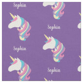 Cute Unicorn Personalised Paars Stof (Close Up)
