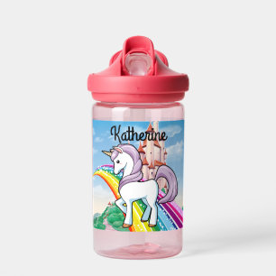 Cute UNICORN Personalize Girl's Name Waterfles