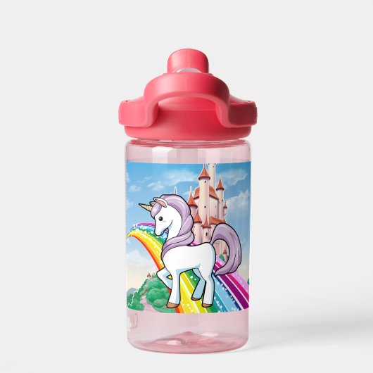 Cute UNICORN Personalize Girl's Name Waterfles (Achterkant)