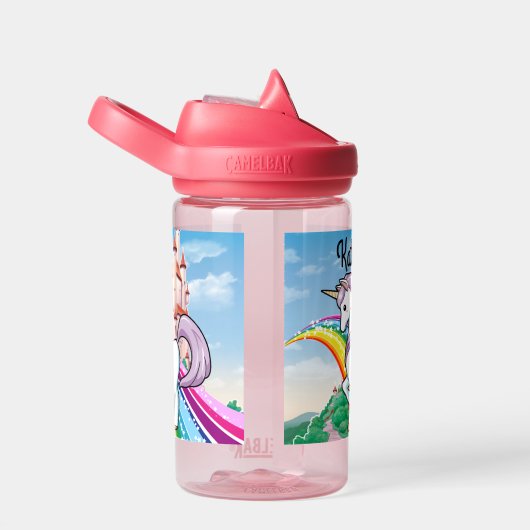 Cute UNICORN Personalize Girl's Name Waterfles (Rechts)