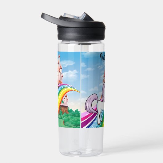 Cute UNICORN Personalize Girl's Name Waterfles (Rechts)
