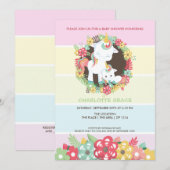 Cute Unicorn Personalized Baby shower Kaart (Voorkant / Achterkant)