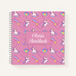 Cute Unicorn Personalized Girl Sketchbook Notitieb Notitieboek