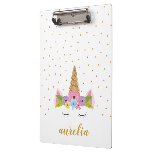 Cute Unicorn Personalized Klembord | Aangepaste kl (Links)
