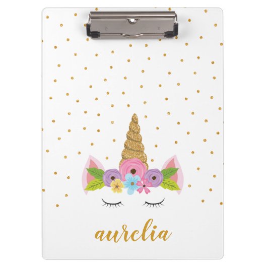 Cute Unicorn Personalized Klembord | Aangepaste kl (Voorkant)