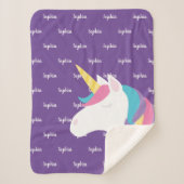 Cute Unicorn Personalized Paars Girl Sherpa Deken (Voorkant)