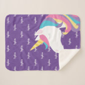 Cute Unicorn Personalized Paars Girl Sherpa Deken (Voorkant (horizontaal))