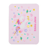 Cute Unicorn - Personalized Pink Kids  Magneet (Verticaal)