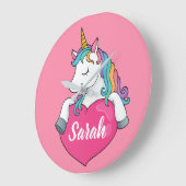 Cute Unicorn Persoonlijke Naam Grote Klok (Hoek)