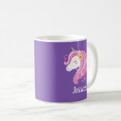 Cute Unicorn Persoonlijke Naam Koffiemok (Voorkant rechts)