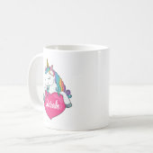 Cute Unicorn Persoonlijke Naam Koffiemok (Voorkant links)