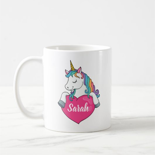 Cute Unicorn Persoonlijke Naam Koffiemok (Links)