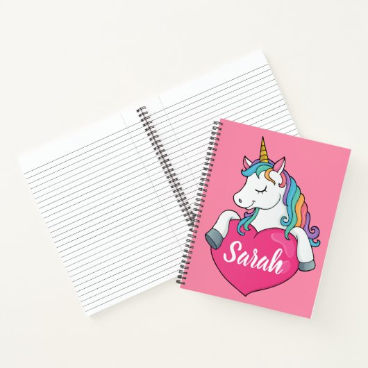Cute Unicorn Persoonlijke Naam Notitieboek (Binnen)