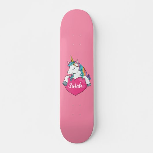 Cute Unicorn Persoonlijke Naam Persoonlijk Skateboard (Voorkant)