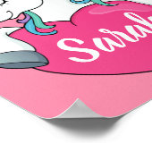 Cute Unicorn Persoonlijke Naam Poster (Hoek)