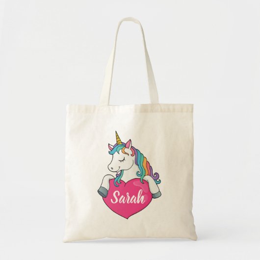 Cute Unicorn Persoonlijke Naam Tote Bag (Voorkant)