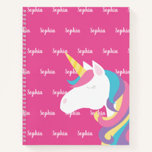 Cute Unicorn Pink Aangepaste Kinderen Notitieboek