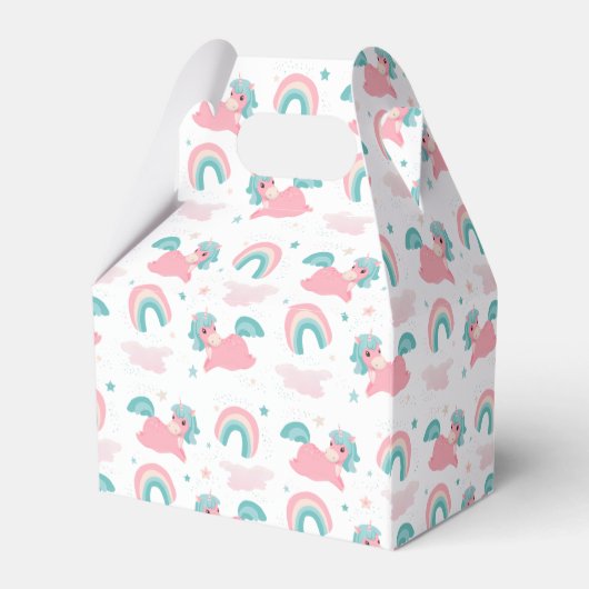Cute Unicorn Pink en Mint Pattern Bedankdoosjes (Achterkant)