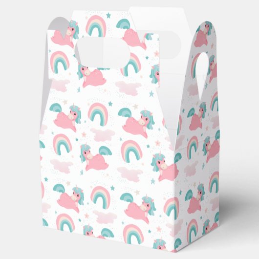 Cute Unicorn Pink en Mint Pattern Bedankdoosjes (Geopend)