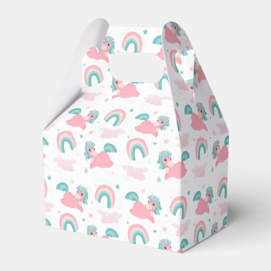Cute Unicorn Pink en Mint Pattern Bedankdoosjes (Voorkant Zijde)