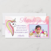 Cute Unicorn Pink Foto's van Birthday Bedankkaart (Voorkant)