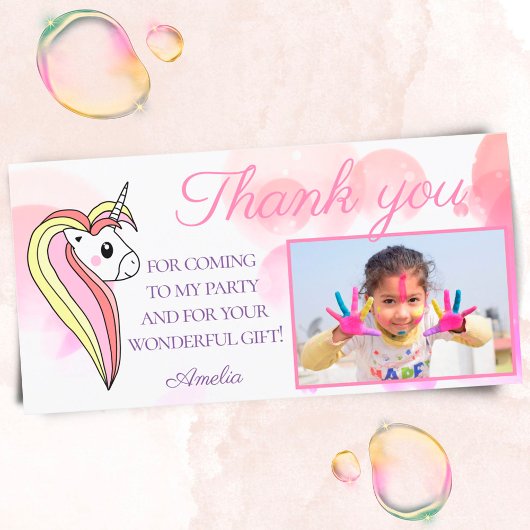 Cute Unicorn Pink Foto's van Birthday Bedankkaart