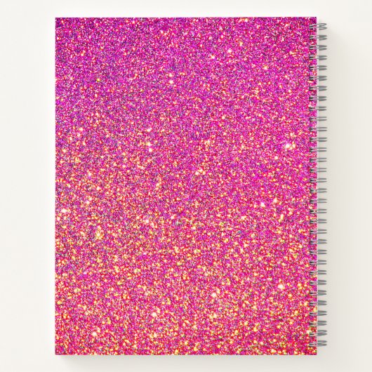 Cute Unicorn Pink Glitter Personalized Notitieboek (Achterkant)