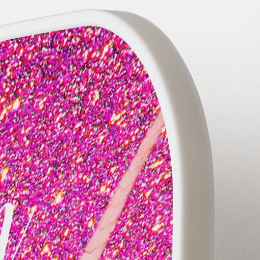 Cute Unicorn Pink Glitter Personalized Pickleball Paddle (Links Detail)