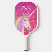 Cute Unicorn Pink Glitter Personalized Pickleball Paddle (Achterkant)
