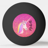 Cute Unicorn Pink Glitter Rainbow Fantasy Custom Pingpongbal (Voorkant)