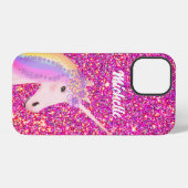 Cute Unicorn Pink Glitter Speciaal Kind iPhone Hoesje (Achterkant horizontaal)