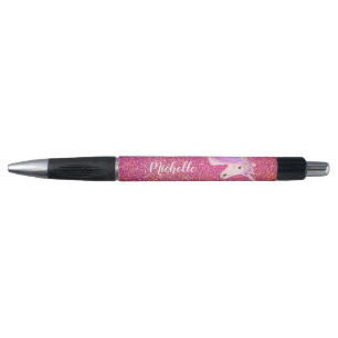 Cute Unicorn Pink Gold Glitter Girls, gepersonalis Pen