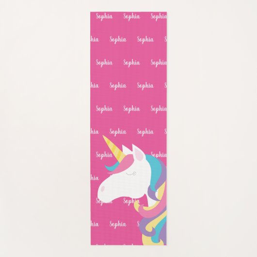 Cute Unicorn Pink Personalized Yogamat (Voorkant)