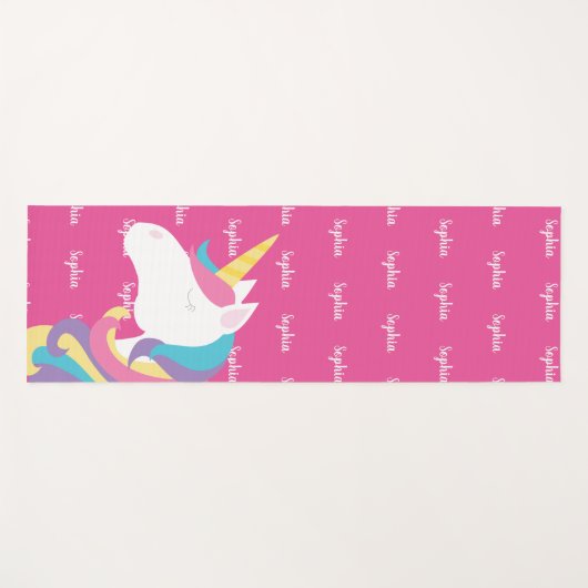 Cute Unicorn Pink Personalized Yogamat (Voorkant (horizontaal))