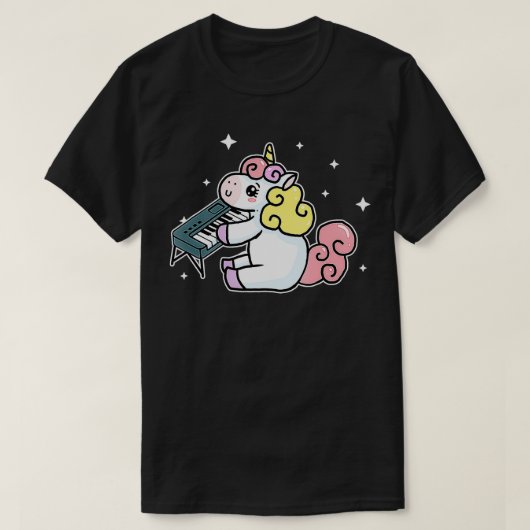 Cute Unicorn Playing Keyboard Gift Piano Lover  T-shirt (Design voorkant)