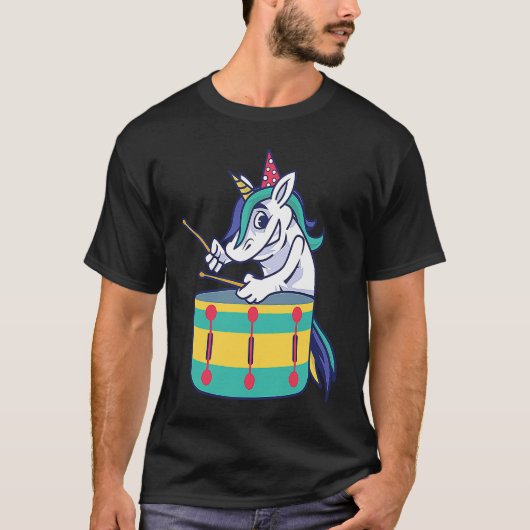 Cute Unicorn Playing Snare Percussion Snare Drumme T-shirt (Voorkant)