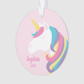 Cute Unicorn Polka Dot Personalized Girl Ornament (voorkant)