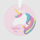 Cute Unicorn Polka Dot Personalized Girl Ornament (voorkant)