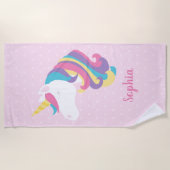 Cute Unicorn Polka Dot Personalized Girl Strandlaken (Voorkant)