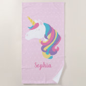 Cute Unicorn Polka Dot Personalized Girl Strandlaken (Voorkant)