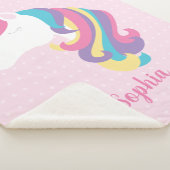 Cute Unicorn Polka Dot Personalized Sherpa Deken (3/4)
