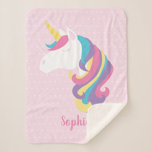 Cute Unicorn Polka Dot Personalized Sherpa Deken (Voorkant)
